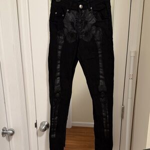Black Skinny Jeans with Skeleton Design
